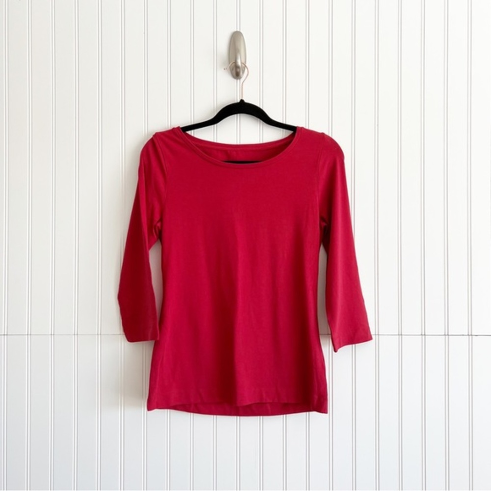 Soft Surroundings XS Red Boatneck 3/4 Sleeve Top
